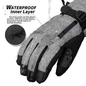 Waterproof Thermal Ski Gloves With Touchscreen Index Finger For Men Women 32953164624-grey-XL