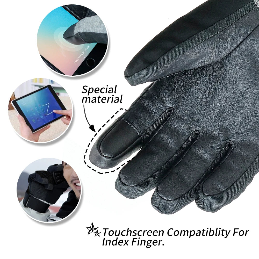 Waterproof Thermal Ski Gloves With Touchscreen Index Finger For Men Women 32953164624-grey-XL