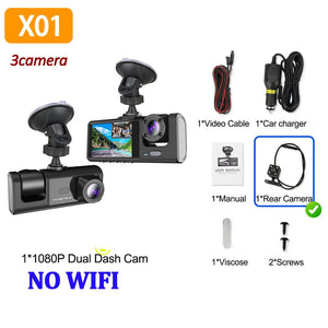 Wifi App Control 3 Channel 1080P Car Dash Cam Recorder 1005007458280844-X85-WIFI-2CAM-NONE