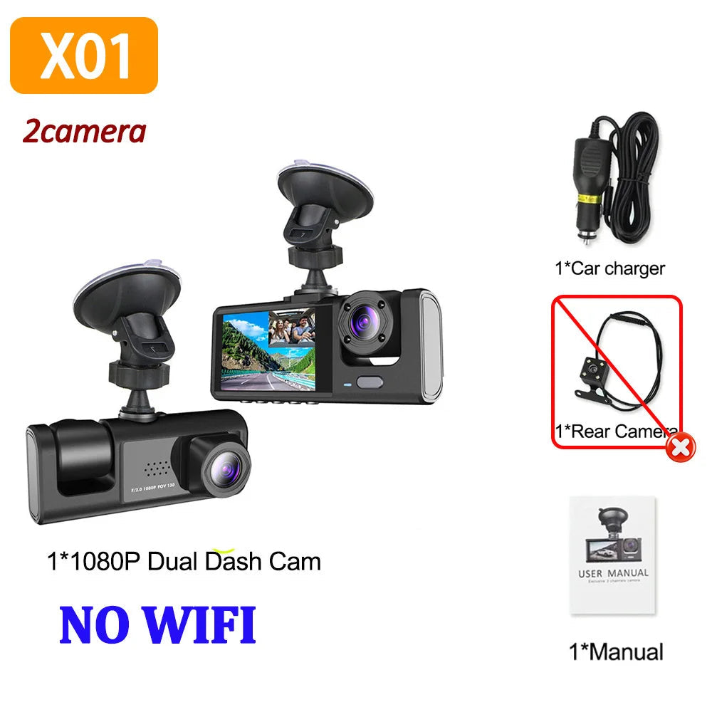 Wifi App Control 3 Channel 1080P Car Dash Cam Recorder 1005007458280844-X85-WIFI-2CAM-NONE