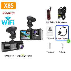Wifi App Control 3 Channel 1080P Car Dash Cam Recorder 1005007458280844-X85-WIFI-2CAM-NONE