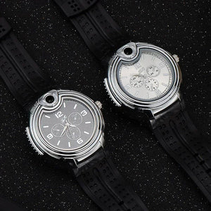 Windproof Refillable Gas Lighter Watch for Outdoor Use