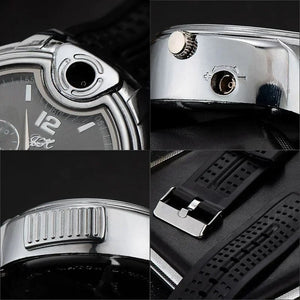 Windproof Refillable Gas Lighter Watch for Outdoor Use