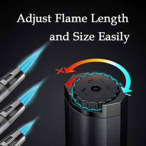 Windproof Refillable Jet Flame Butane Torch Lighter, Adjustable Gas Pen Lighter