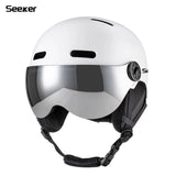 Windproof Warm Ski Helmet With Goggles Lightweight Impact Resistant Protection 1005010231407451-light cyan-L  59-61CM