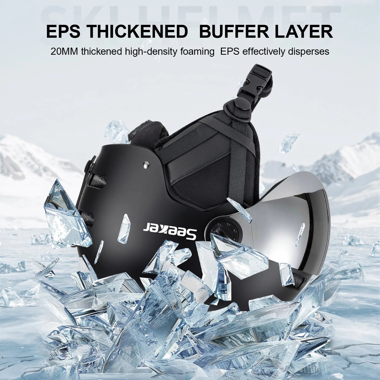 Windproof Warm Ski Helmet With Goggles Lightweight Impact Resistant Protection 1005010231407451-light cyan-L  59-61CM