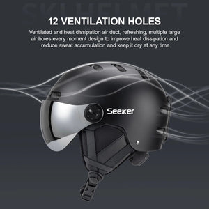 Windproof Warm Ski Helmet With Goggles Lightweight Impact Resistant Protection 1005010231407451-light cyan-L  59-61CM