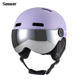 Windproof Warm Ski Helmet With Goggles Lightweight Impact Resistant Protection 1005010231407451-light cyan-L  59-61CM