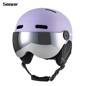 Windproof Warm Ski Helmet With Goggles Lightweight Impact Resistant Protection 1005010231407451-light cyan-L  59-61CM