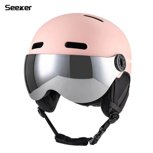 Windproof Warm Ski Helmet With Goggles Lightweight Impact Resistant Protection 1005010231407451-light cyan-L  59-61CM