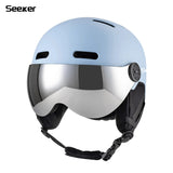 Windproof Warm Ski Helmet With Goggles Lightweight Impact Resistant Protection 1005010231407451-light cyan-L  59-61CM