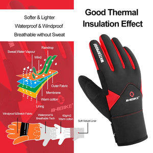 Winter Full Finger Cycling Gloves With Touchscreen Windproof Waterproof Design 32958982984-966 Blue-S-EU