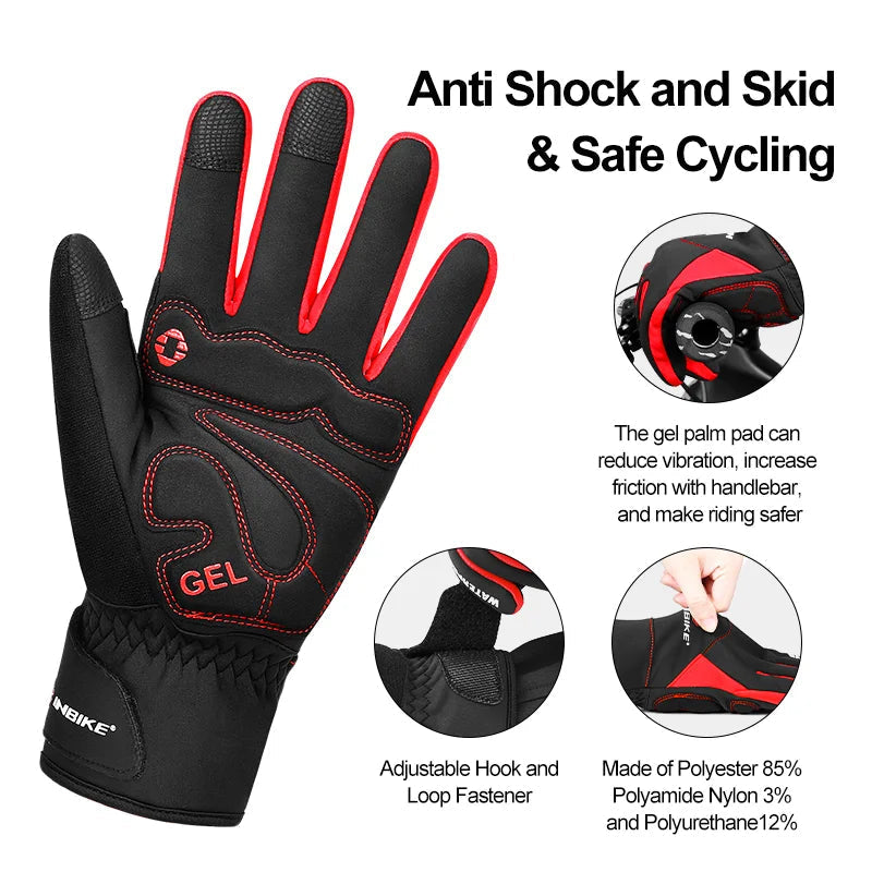 Winter Full Finger Cycling Gloves With Touchscreen Windproof Waterproof Design 32958982984-966 Blue-S-EU
