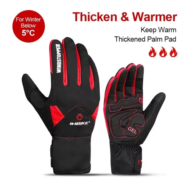 Winter Full Finger Cycling Gloves With Touchscreen Windproof Waterproof Design 32958982984-966 Blue-S-EU