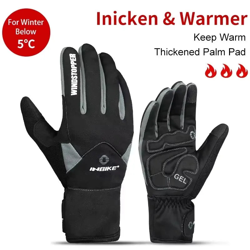 Winter Full Finger Cycling Gloves With Touchscreen Windproof Waterproof Design 32958982984-966 Blue-S-EU