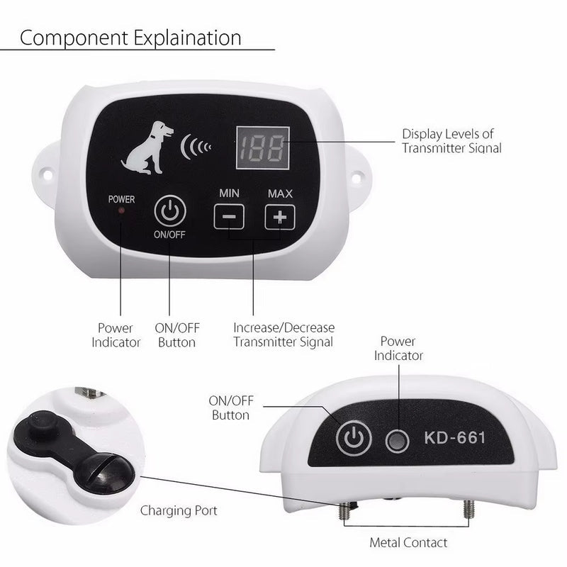 Wireless Waterproof Dog Fence with Adjustable Training Collar