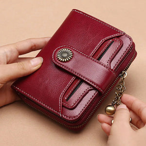 Women Short Cowhide Leather Wallet With Chain, Valentines Gifts For Her 1005004210360653-E