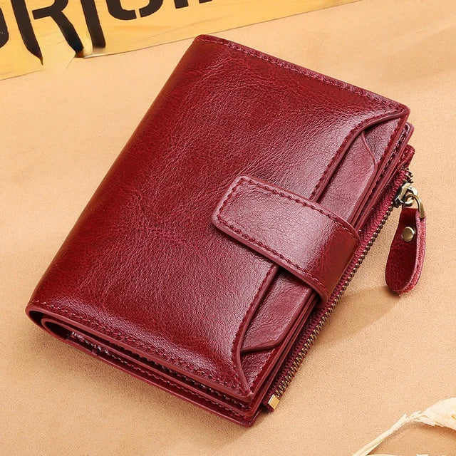 Women Short Cowhide Leather Wallet With Chain, Valentines Gifts For Her 1005004210360653-E
