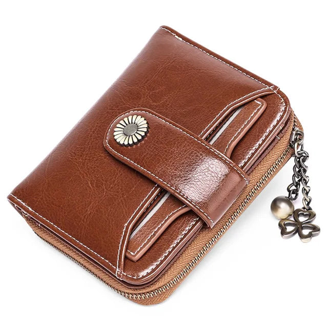Women Short Cowhide Leather Wallet With Chain, Valentines Gifts For Her 1005004210360653-E