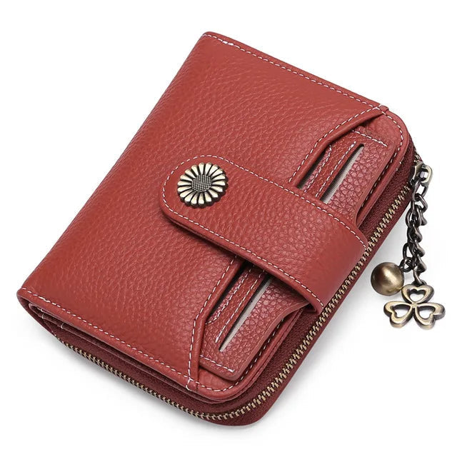 Women Short Cowhide Leather Wallet With Chain, Valentines Gifts For Her 1005004210360653-E