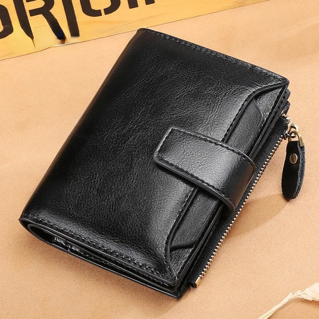 Women Short Cowhide Leather Wallet With Chain, Valentines Gifts For Her 1005004210360653-E