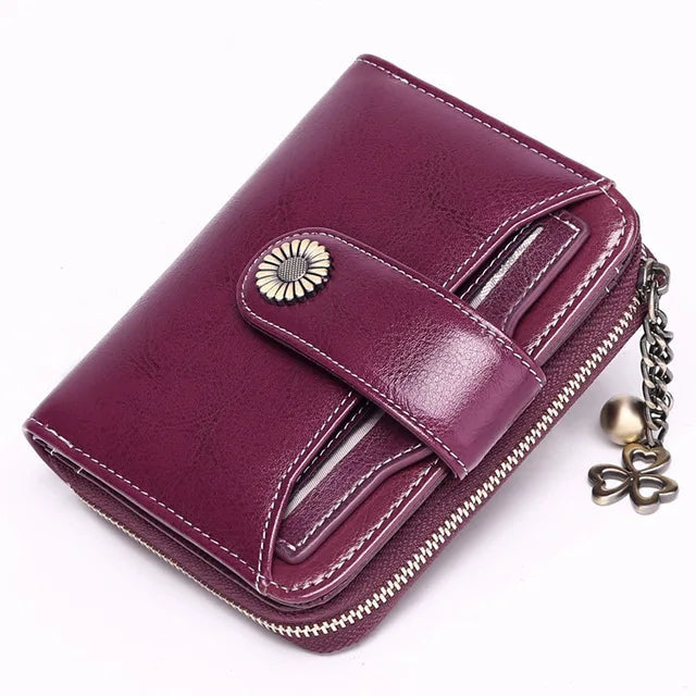 Women Short Cowhide Leather Wallet With Chain, Valentines Gifts For Her 1005004210360653-E