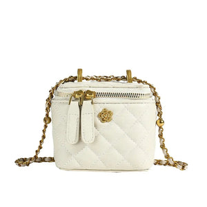 Women’S Diamond Pattern Bucket Crossbody Bag With Chain, Valentines Gifts For Her 1005008680565530-White Large Size