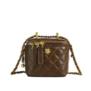 Women’S Diamond Pattern Bucket Crossbody Bag With Chain, Valentines Gifts For Her 1005008680565530-White Large Size
