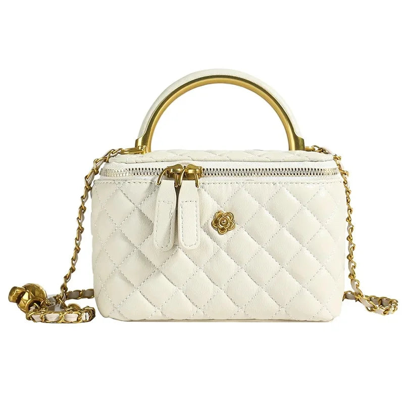 Women’S Diamond Pattern Bucket Crossbody Bag With Chain, Valentines Gifts For Her 1005008680565530-White Large Size