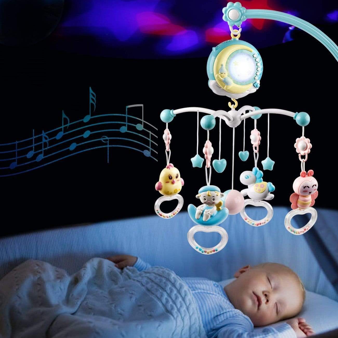 Baby Crib Mobile with Music, Night Light, and Star Projector
