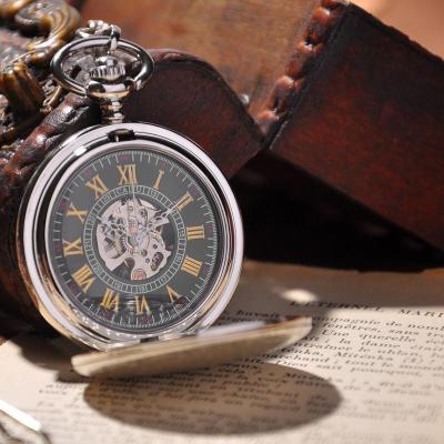 Silver Full Hunter Pocket Watch - Classic Antique Look, Intricately Designed