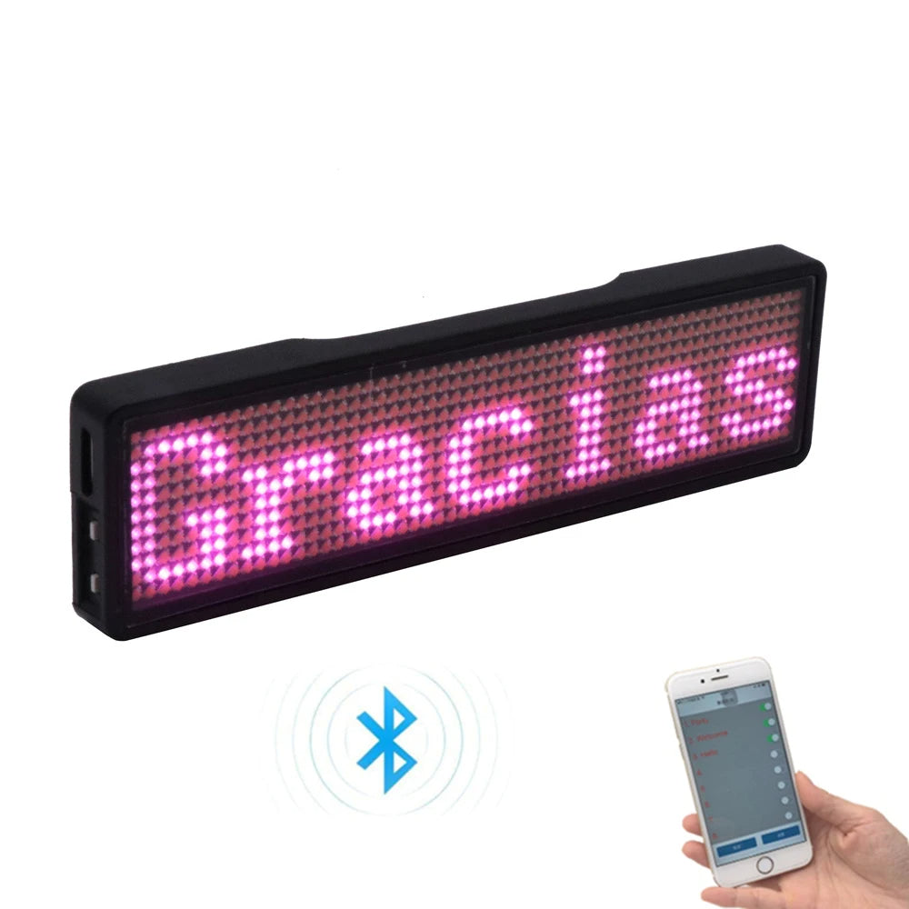 Rechargeable LED Name Badge Display with Programmable Scrolling Text