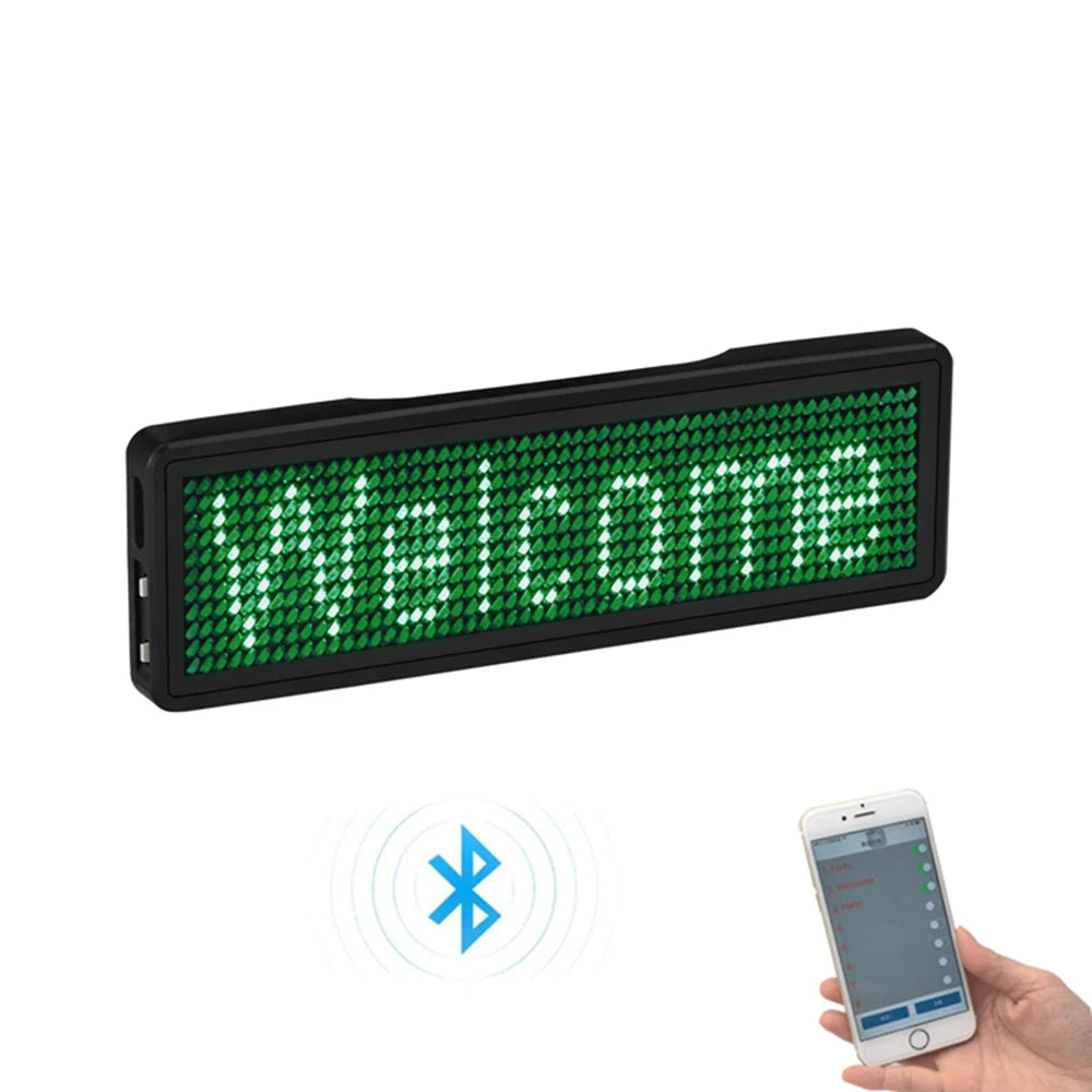 Rechargeable LED Name Badge Display with Programmable Scrolling Text
