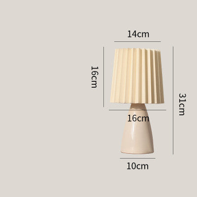Ceramic Pleated Led Nightstand Lamp, Warm Color, Decorative Interior Lighting, For Living Room
