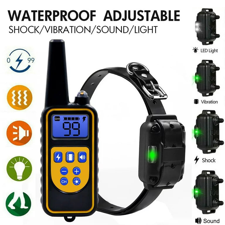 Rechargeable Waterproof Electric Dog Bark Collar With Remote Control For All Size Dogs