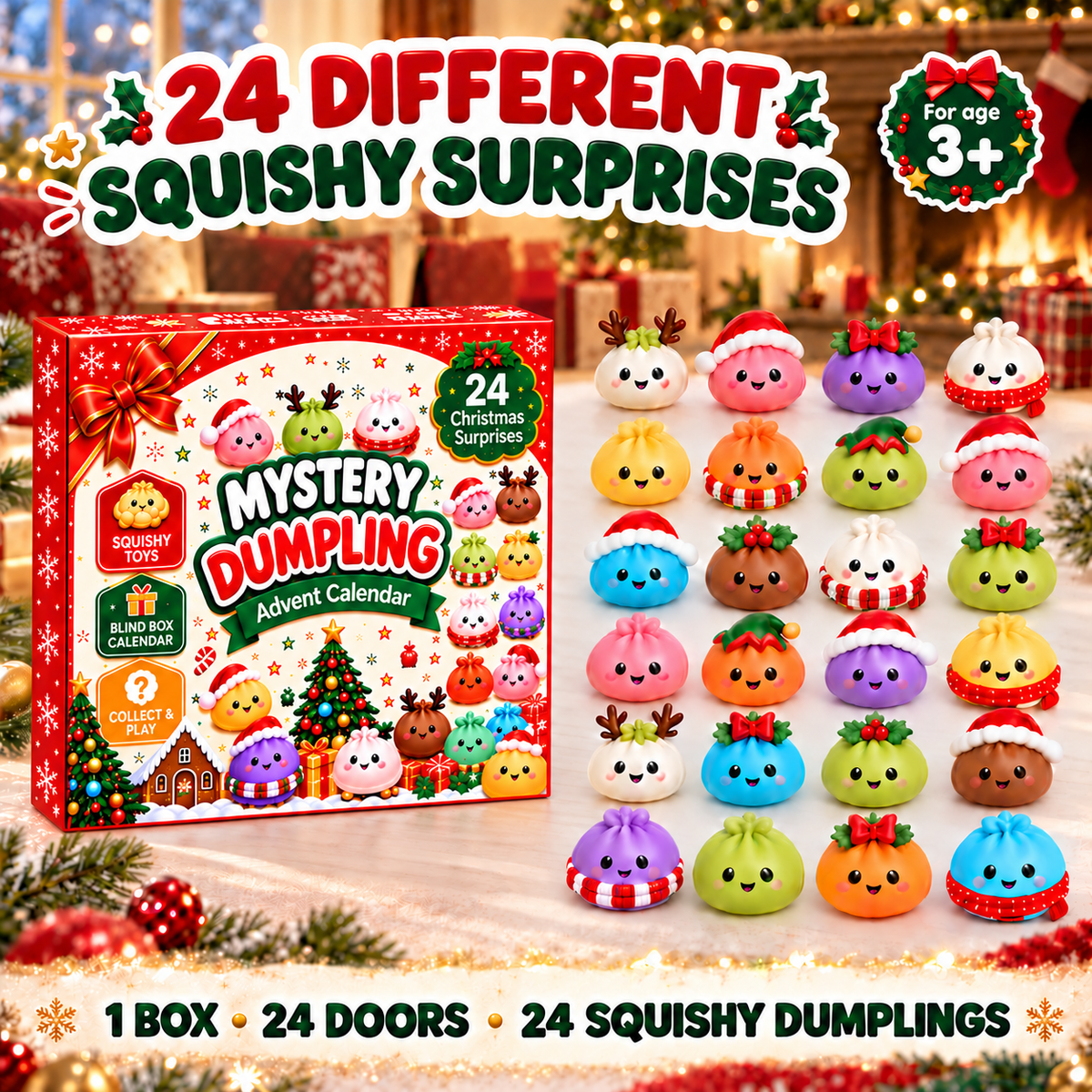 24 Surprises Dumpling Squishy Advent Calendar 2026