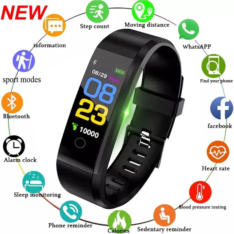 Waterproof Fitness Smartwatch with Heart & BP Monitor