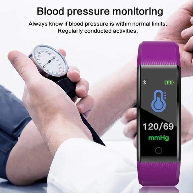 Waterproof Fitness Smartwatch with Heart & BP Monitor