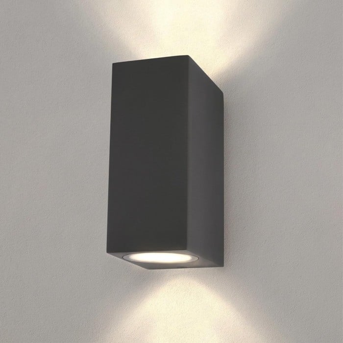 Modern Black Cube Wall Light with Up and Down LED Glow