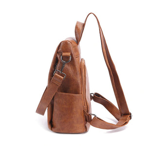Women’s Composite Cowhide Anti-Theft Backpack with Back Zipper
