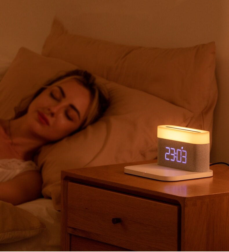 TriGlow - Wireless Charger with Alarm Clock & LED Table Lamp