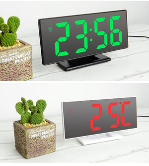 LED Mirror Digital Alarm Clock Electronic Watch Multifunction