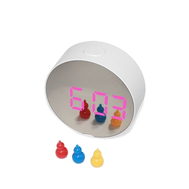 Digital Mirror LED Alarm Clock Night Lights Thermometer
