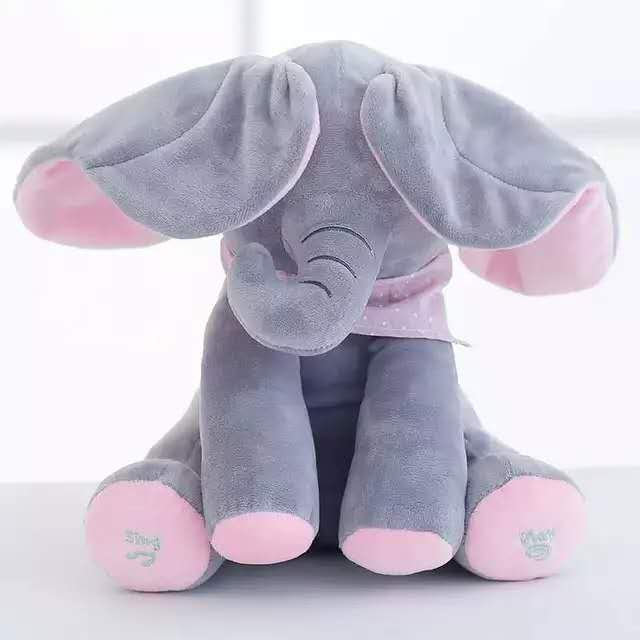 Baby Peek-A-Boo Singing Elephant Plush Toy Educational Electric