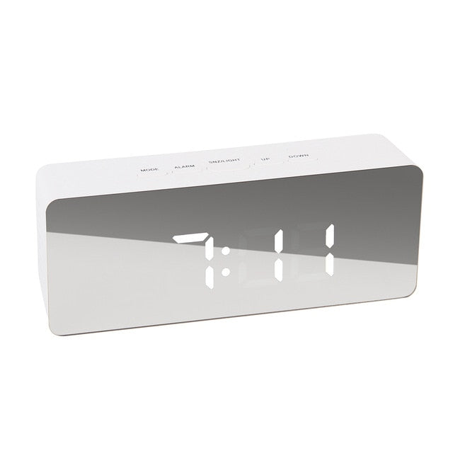Digital Mirror LED Alarm Clock Night Lights Thermometer