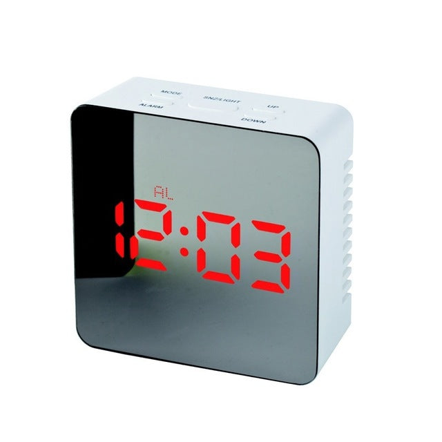 Digital Mirror LED Alarm Clock Night Lights Thermometer
