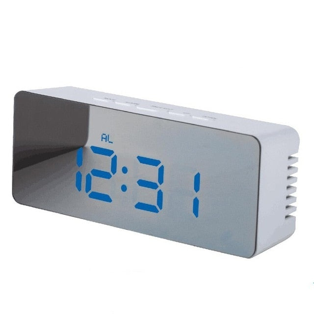 Digital Mirror LED Alarm Clock Night Lights Thermometer