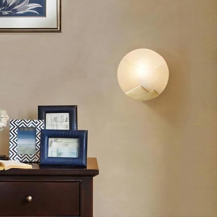 Pure Copper Marble Moon Wall Lamp HL57