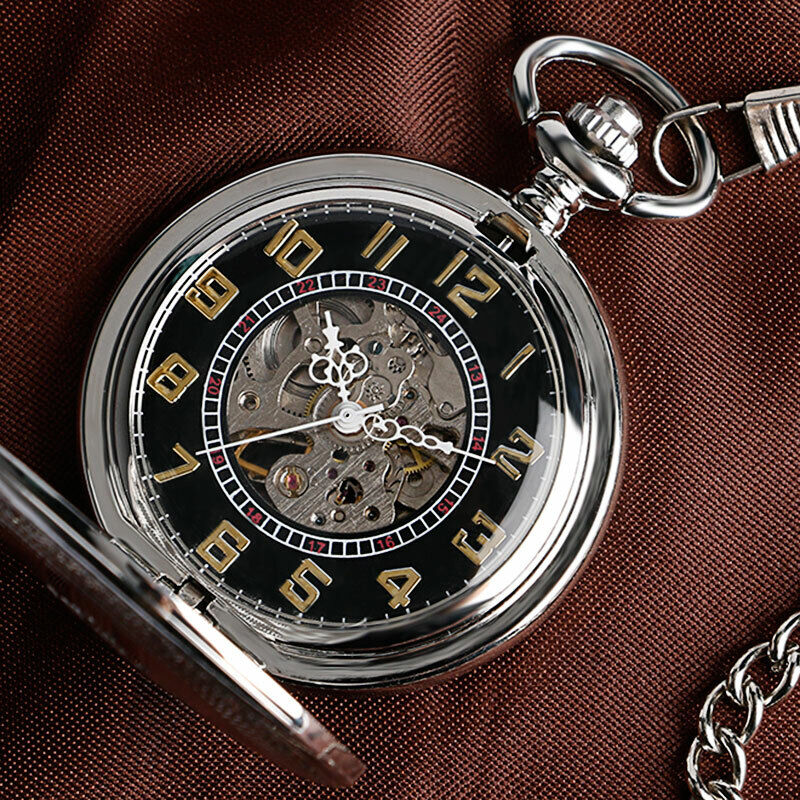 Silver Full Hunter Pocket Watch - Classic Antique Look, Intricately Designed