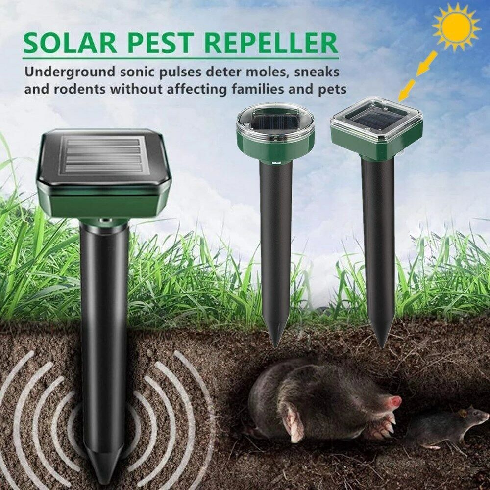 Pack Solar Powered Ultrasonic Snake Repellent For Yard Garden